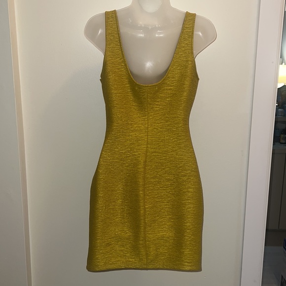 Yellow Green Chartreuse Bodycon Dress - Size S - Picture 5 of 10